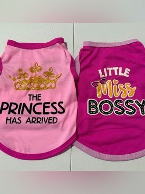 2 pc Dog Tank Pet Graphic T-Shirts Sz S